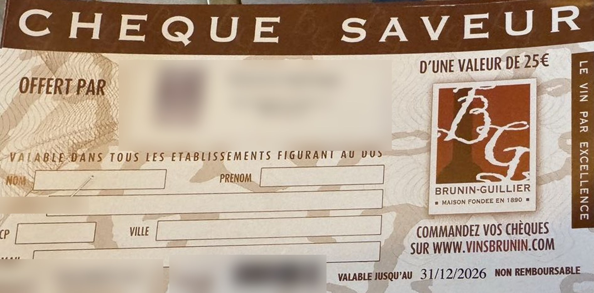 Chèque Saveur Brunin-Guillier, accepté au Cœur Joyeux